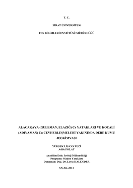 ALACAKAYA (GULEMAN, ELAZIĞ) Cr YATAKLARI VE KOÇALİ (ADIYAMAN) Cu CEVHERLEŞMELERİ YAKININDA DERE KUMU JEOKİMYASI