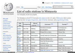List of Radio Stations in Minnesota