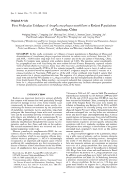 First Molecular Evidence of Anaplasma Phagocytophilum In