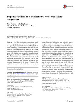 Regional Variation in Caribbean Dry Forest Tree Species Composition