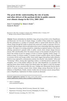 The Great Divide: Understanding the Role of Media and Other Drivers of the Partisan Divide in Public Concern Over Climate Change in the USA, 2001–2014