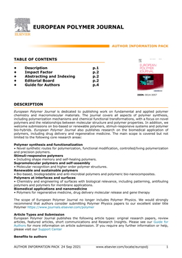 European Polymer Journal