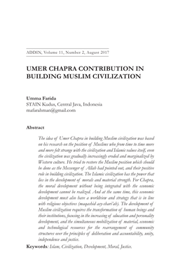 Umer Chapra Contribution in Building Muslim Civilization