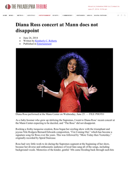 Diana Ross Concert at Mann Does Not Disappoint