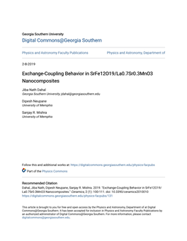 Exchange-Coupling Behavior in Srfe12o19/La0.7Sr0.3Mno3 Nanocomposites