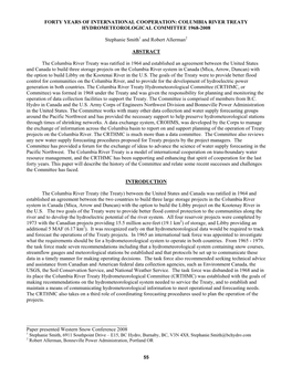 Forty Years of International Cooperation: Columbia River Treaty Hydrometeorological Committee 1968-2008