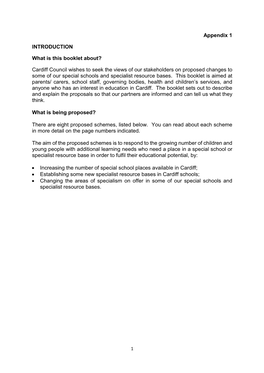 Cardiff Council Wishes to Seek the Views of Our Stakeholders on Proposed Changes to Some of Our Special Schools and Specialist Resource Bases