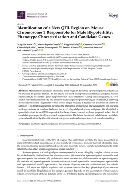 Identification of a New QTL Region on Mouse Chromosome 1