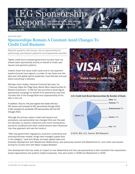 Sponsorships Remain a Constant Amid Changes to Credit Card Business