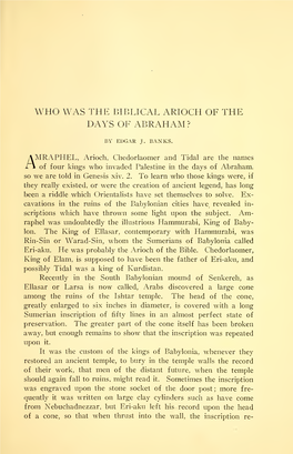 Who Was the Biblical Arioch of the Days of Ahraham?