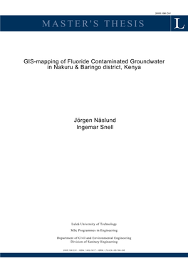 GIS-Mapping of Fluoride Contaminated Groundwater in Nakuru & Baringo District, Kenya