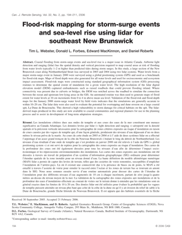 Flood-Risk Mapping for Storm-Surge Events and Sea-Level Rise Using Lidar for Southeast New Brunswick