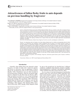 Attractiveness of Fallen Fleshy Fruits to Ants Depends on Previous Handling by Frugivores1