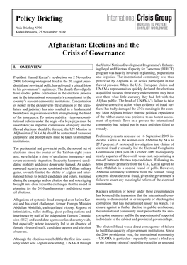 Afghanistan: Elections and the Crisis of Governance