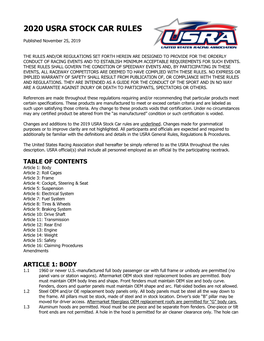 2013 USRA Stock Car Rules