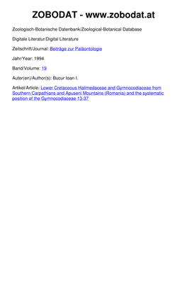 Lower Cretaceous Halimedaceae and Gymnocodiaceae from Southern