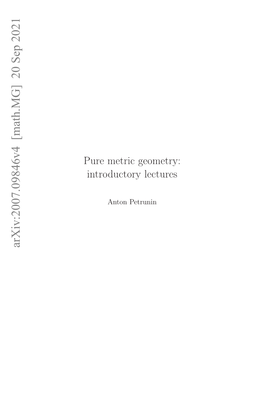 Pure Metric Geometry