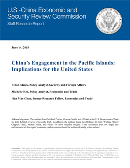 China's Engagement in the Pacific Islands: Implications for the United