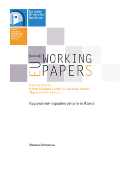 RSCAS 2014/56 Regional Out-Migration Patterns in Russia