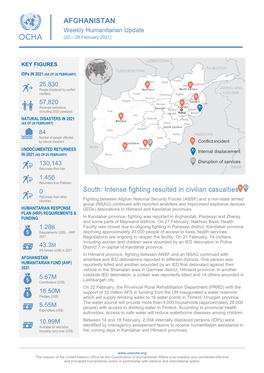 AFGHANISTAN South: Intense Fighting Resulted in Civilian Casualties