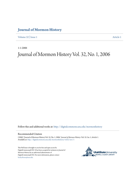 Journal of Mormon History Vol. 32, No. 1, 2006