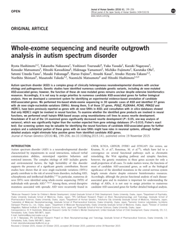 Whole-Exome Sequencing and Neurite Outgrowth Analysis in Autism Spectrum Disorder