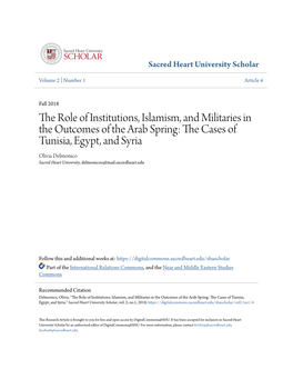 The Role of Institutions, Islamism, and Militaries