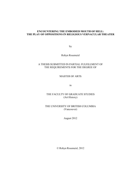 Encountering the Embodied Mouth of Hell: the Play of Oppositions in Religious Vernacular Theater