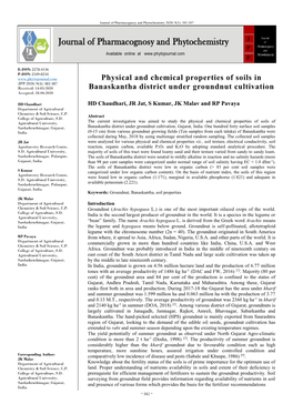 Physical and Chemical Properties of Soils in Banaskantha District Under