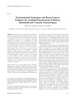 Environmental Oestrogens and Breast Cancer: Evidence for Combined Involvement of Dietary, Household and Cosmetic Xenoestrogens