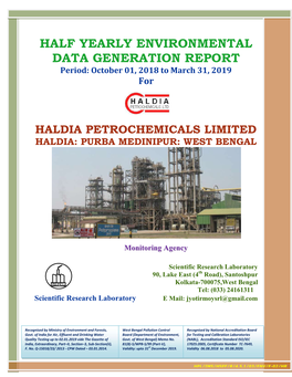 HALF YEARLY ENVIRONMENTAL DATA GENERATION REPORT Period: October 01, 2018 to March 31, 2019 For