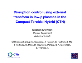 Disruption Control Using External Transform On