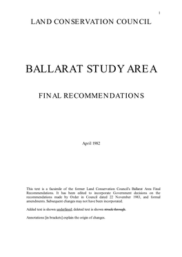 Ballarat Study Area Final Recommendations