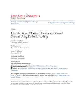 'Extinct' Freshwater Mussel Species Using DNA Barcoding