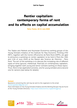 Rentier Capitalism: Contemporary Forms of Rent and Its Effects on Capital Accumulation