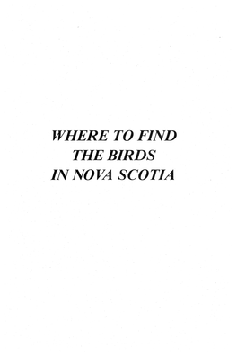 Where to Find the Birds in Nova Scotia