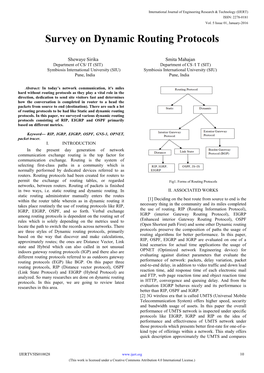 Survey on Dynamic Routing Protocols