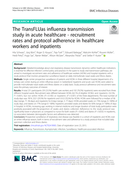 Recruitment Rates and Protocol Adherence in Healthcare Workers and Inpatients Hila Schwarz1, Jürg Böni2, Roger D