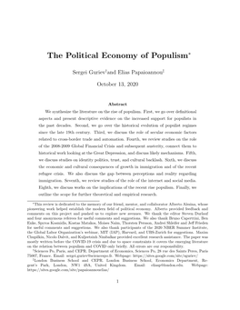 The Political Economy of Populism∗