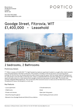 Goodge Street, Fitzrovia, W1T £1400000