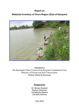 Report on Wetlands Inventory of Chure Region (East of Narayani)