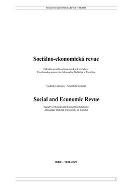 Sociálno-Ekonomická Revue Social and Economic Revue