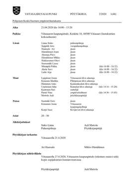 Viitasaaren Kaupunki Pöytäkirja 2/2020 1(48)