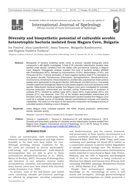 Diversity and Biosynthetic Potential of Culturable Aerobic Heterotrophic Bacteria Isolated from Magura Cave, Bulgaria