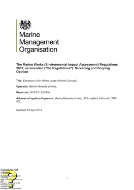 The Marine Works (Environmental Impact Assessment) Regulations 2007, As Amended (