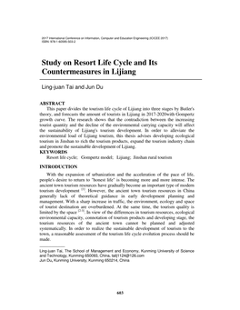 Study on Resort Life Cycle and Its Countermeasures in Lijiang