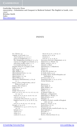 Colonisation and Conquest in Medieval Ireland: the English in Louth, 1170- 1330 Brendan Smith Index More Information