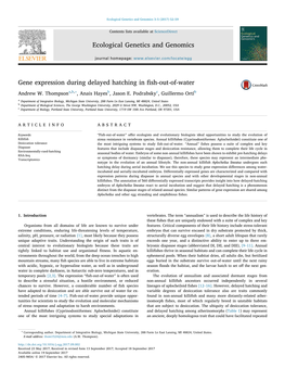 Gene Expression During Delayed Hatching in Fish-Out-Of-Water