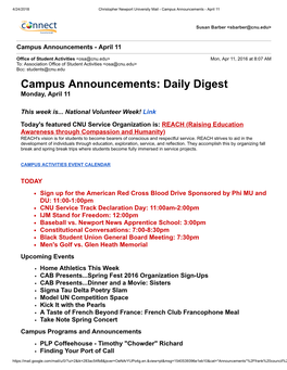 Campus Announcements - April 11