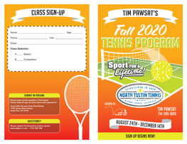 Tim Pawsa Class Sign-Up